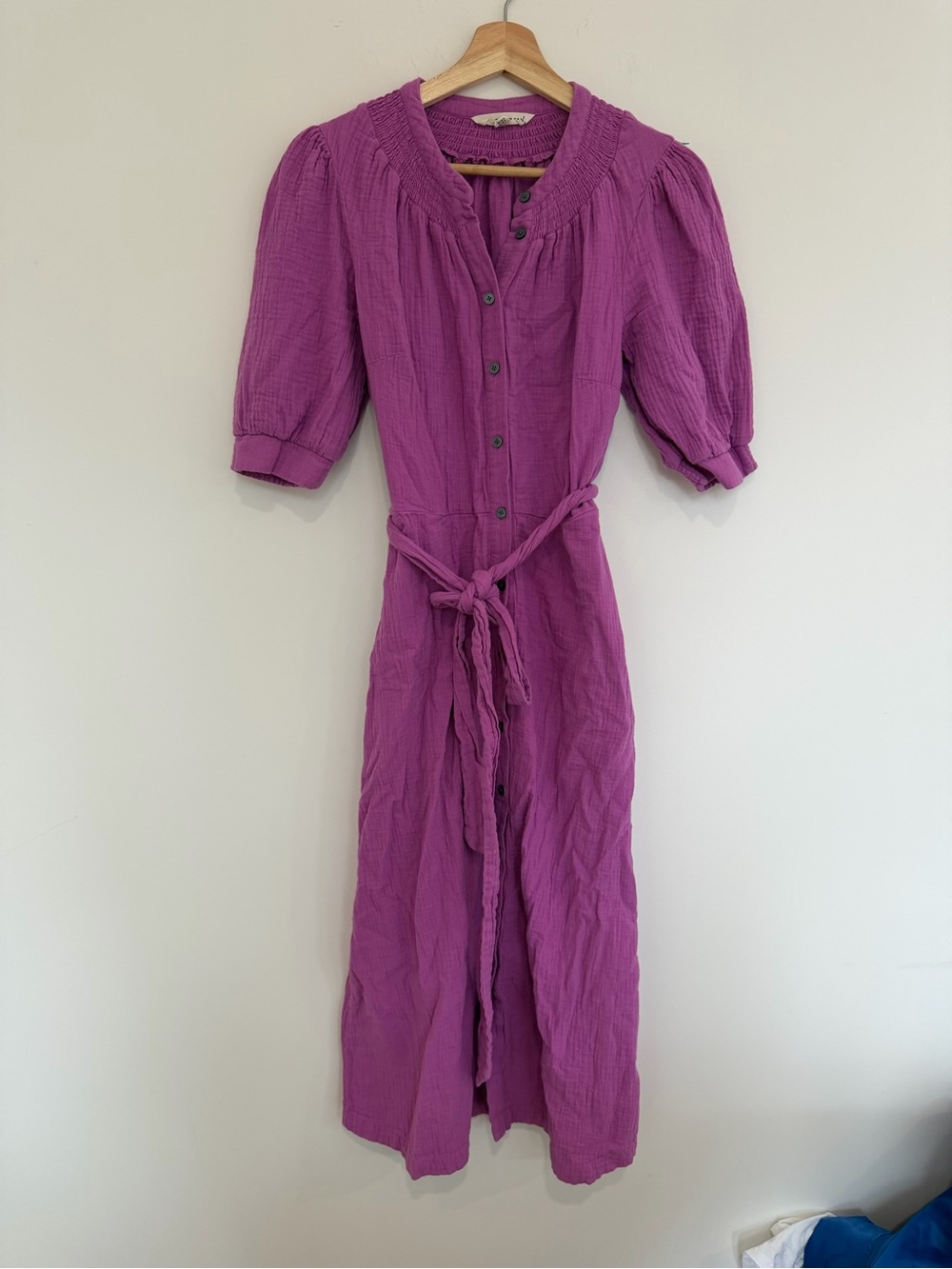 Boden Button-Front Midi Dress in Magenta